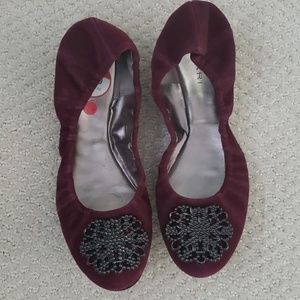 Tahari Burgundy Suede Slip-on Ballet Flat